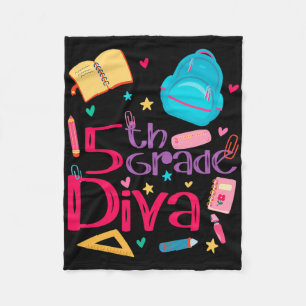 5th Grade Diva Teacher Girl Outfit Cute First Day Fleece Blanket