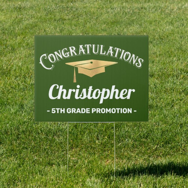 5th Grade Gold Green Graduation Promotion Sign (Insitu)