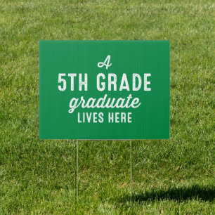 5th grade grad green paw print school yard sign