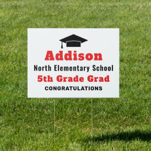5th Grade Grad Red Custom Graduation Sign