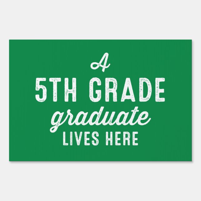 5th grade graduate green paw print yard sign (Front)