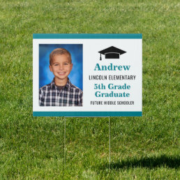 5th Grade Graduate Teal Custom Photo Graduation Sign