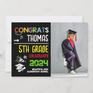 5th Grade Graduation Elementary School Photo Invitation