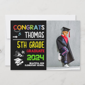 5th Grade Graduation Elementary School Photo Invitation
