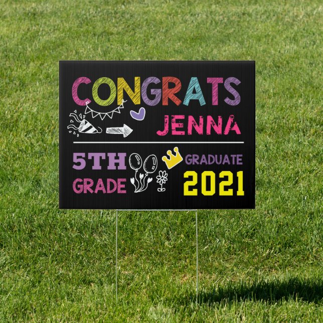 5th Grade Graduation Girl Lawn Sign Class of 2024 (Insitu)