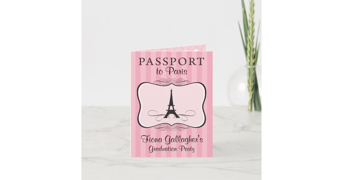 5th Grade Graduation Pary Paris Passport Invitation Zazzle Com