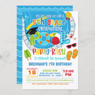 5th Grade Graduation Pool Party - Boy Invitation