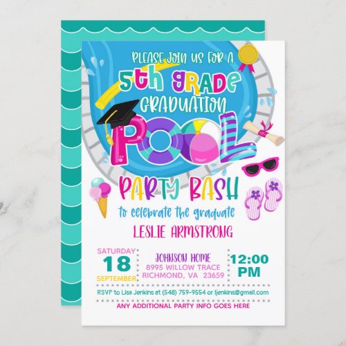 5th Grade Graduation Pool Party _ Girl W Invitation