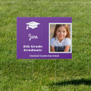 5th Grade Graduation School Dark Violet Sign