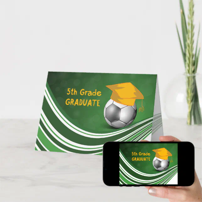 5th Grade Graduation, Soccer Ball and Hat Card Zazzle