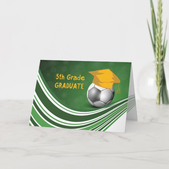 5th Grade Graduation, Soccer Ball and Hat Card (Front)