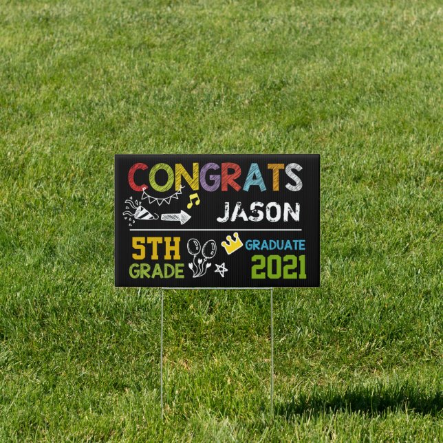5th Grade Graduation Yard Lawn Sign Class of 2021 (Insitu)