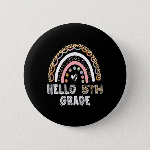 5th Grade Leopard Rainbow Fifth Grade Teacher Girl Button