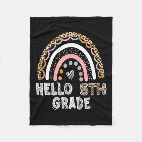 5th Grade Leopard Rainbow Fifth Grade Teacher Girl Fleece Blanket