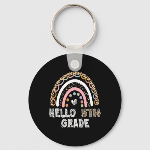 5th Grade Leopard Rainbow Fifth Grade Teacher Girl Keychain