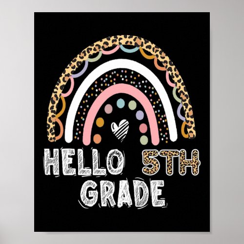 5th Grade Leopard Rainbow Fifth Grade Teacher Girl Poster