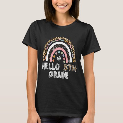 5th Grade Leopard Rainbow Fifth Grade Teacher Girl T_Shirt