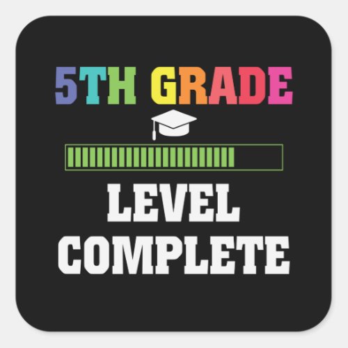 5th Grade Level Complete Back School Video Gamer Square Sticker