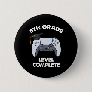 5th Grade Level Complete Graduation Gamer Boys Sch Button