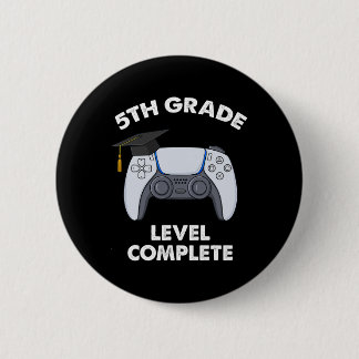 5th Grade Level Complete Graduation Gamer Boys Sch Button
