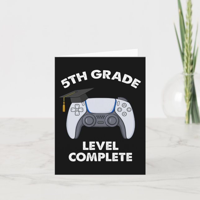 5th Grade Level Complete Graduation Gamer Boys Sch Card (Front)