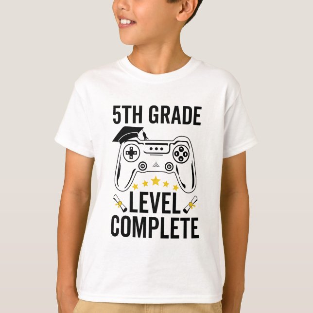 5th Grade Level Complete Graduation Gamer Class of T-Shirt (Front)