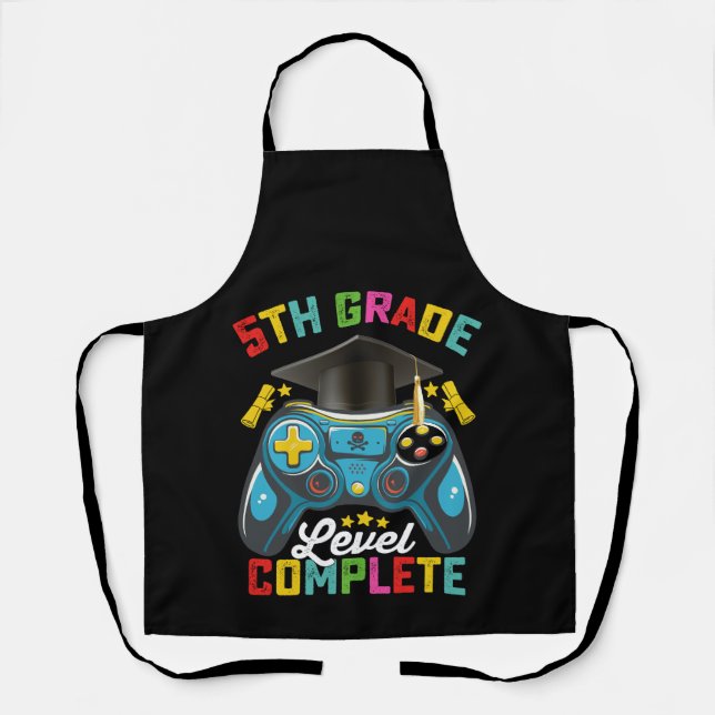 5th Grade Level Complete Graduation Gaming Gamer Apron (Front)