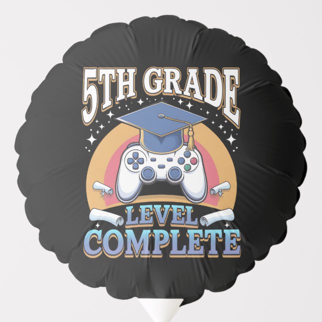 5th Grade Level Complete Graduation Gaming Gamer Balloon (Front)