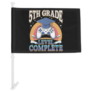5th Grade Level Complete Graduation Gaming Gamer Car Flag
