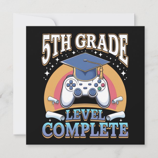 5th Grade Level Complete Graduation Gaming Gamer Invitation (Front)