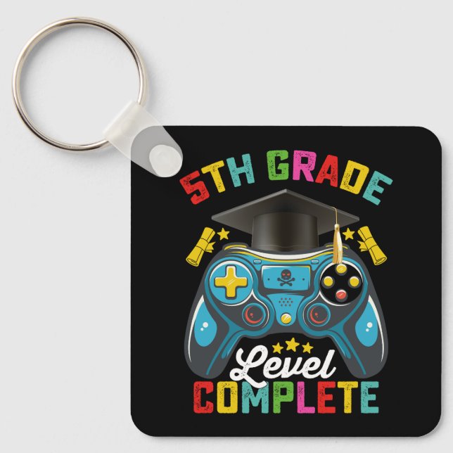 5th Grade Level Complete Graduation Gaming Gamer Keychain (Front)