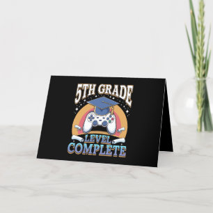5th Grade Level Complete Graduation Gaming Gamer Letterpress Thank You Card