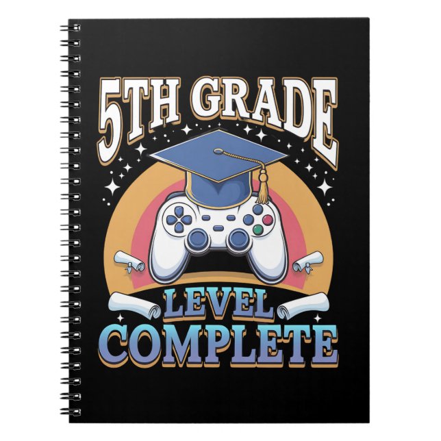 5th Grade Level Complete Graduation Gaming Gamer Notebook (Front)