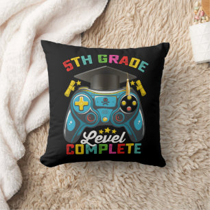 5th Grade Level Complete Graduation Gaming Gamer Throw Pillow