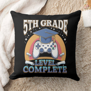 5th Grade Level Complete Graduation Gaming Gamer Throw Pillow