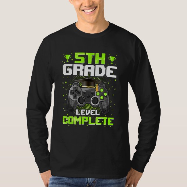 5th Grade Level Complete Graduation Video Gamer Gr T-Shirt (Front)
