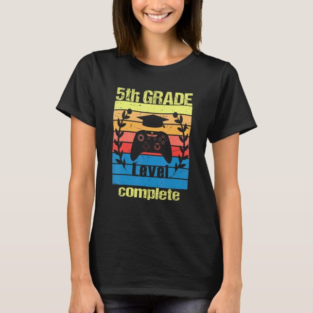 5th Grade Level Complete  Graduation Video Gamer T-Shirt (Front)