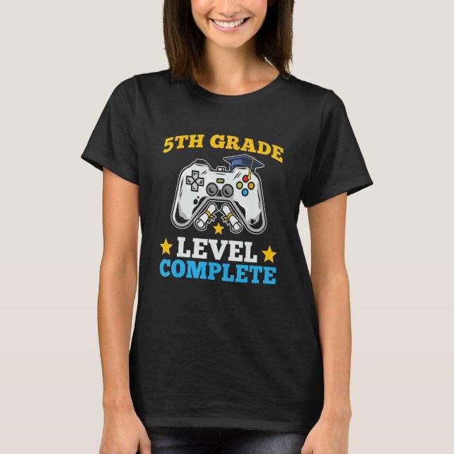 5th Grade Level Complete Video Games Graduation Cl T-Shirt (Front)