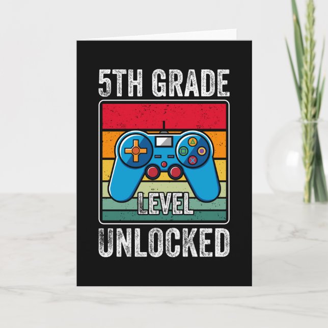 5th Grade Level Unlock Back to School Video Gamer Card (Front)