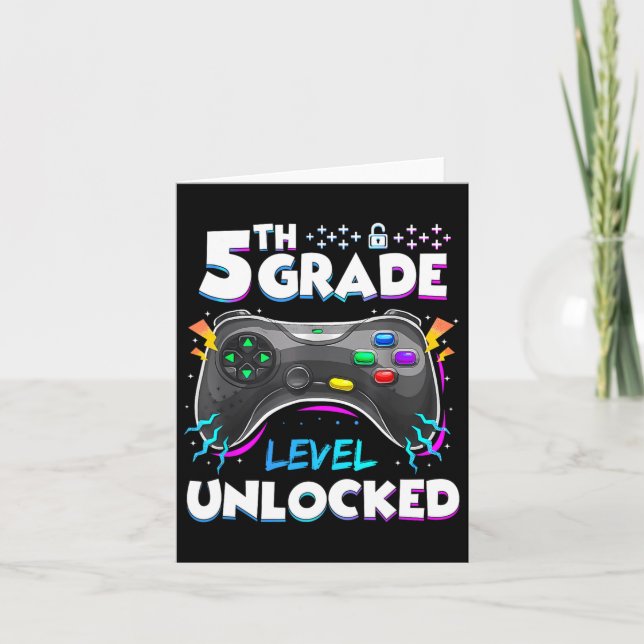 5th Grade Level Unlocked Back To School First Day  Card (Front)