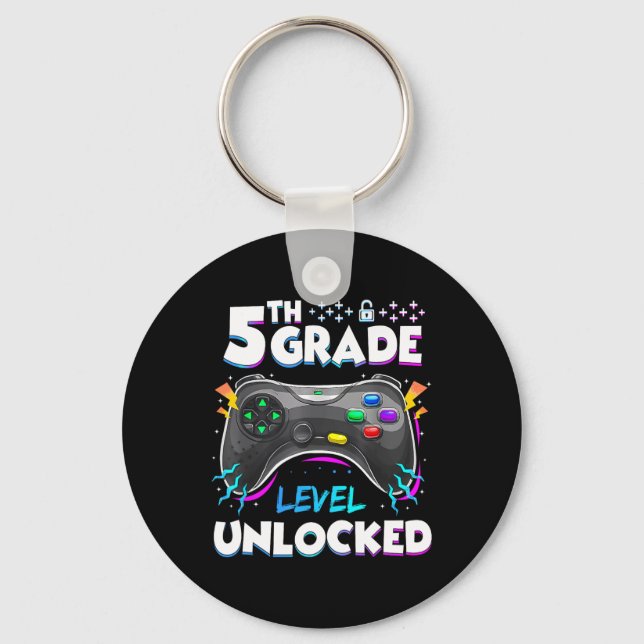 5th Grade Level Unlocked Back To School First Day  Keychain (Front)