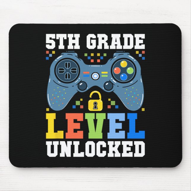 5th Grade Level Unlocked Gamer First Day Of School Mouse Pad (Front)