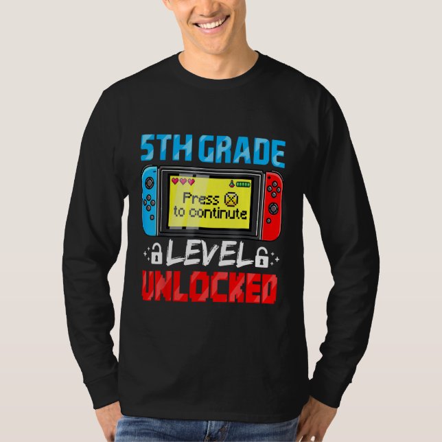 5th Grade Level Unlocked Gamer First Day Of School T-Shirt (Front)