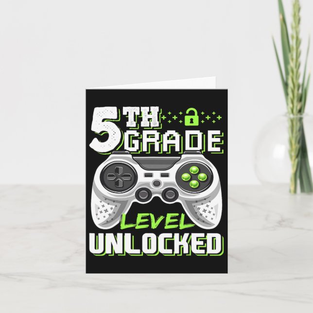 5th Grade Level Unlocked Video Game Back To School Card (Front)