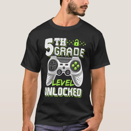 5th Grade Level Unlocked Video Game Back To School T_Shirt