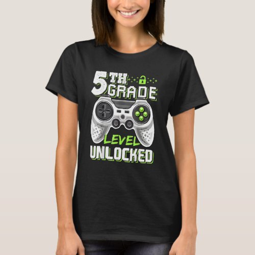 5th Grade Level Unlocked Video Game Back To School T_Shirt