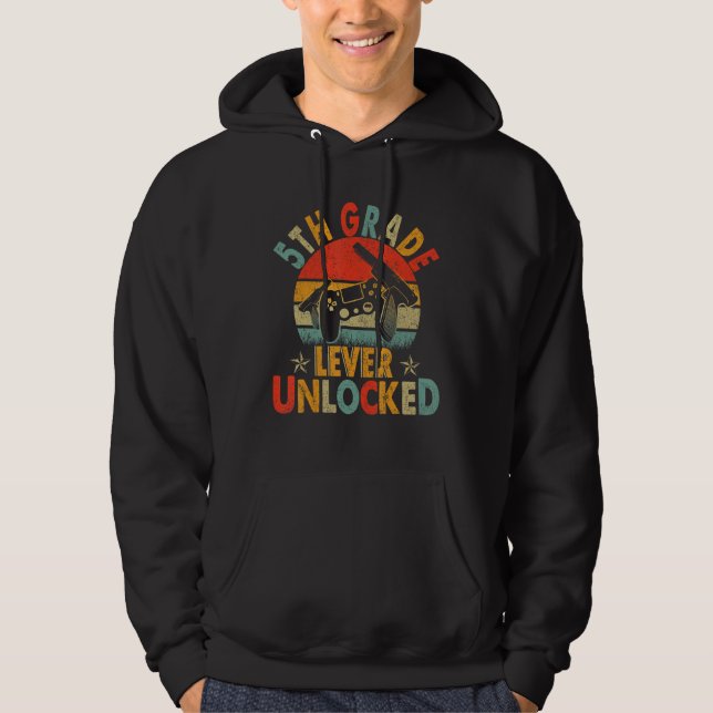 5th Grade Level Unlocked Video Gamers back to scho Hoodie (Front)