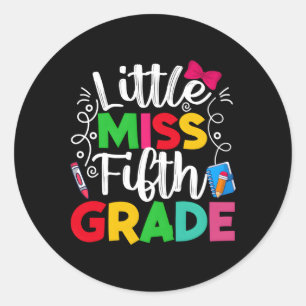 5Th Grade Little Miss Back To School Students Classic Round Sticker