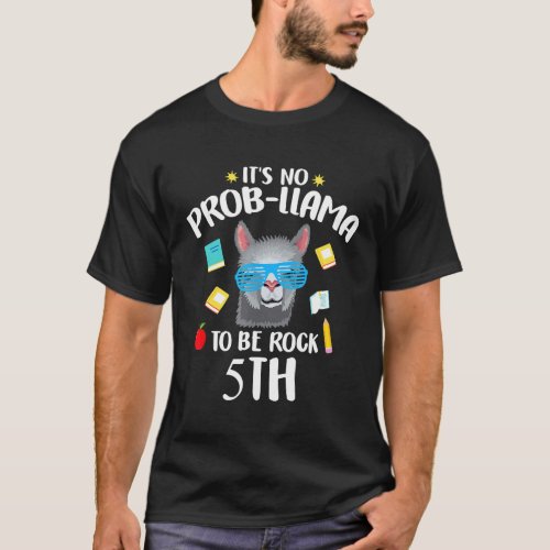 5th Grade Llama Fifth Grade Rock Back To School T-Shirt