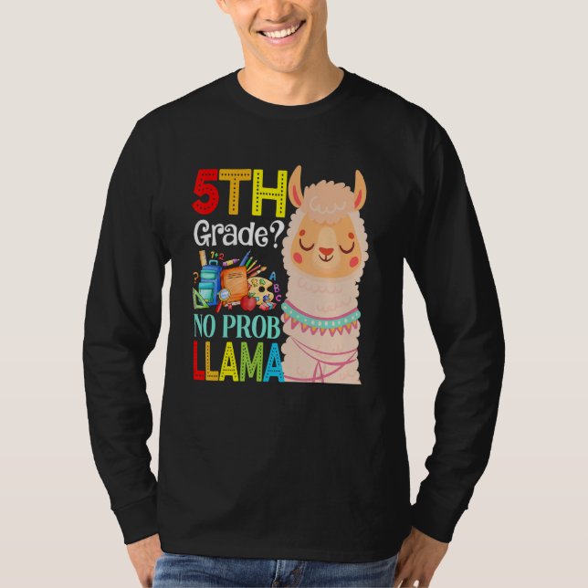 5th Grade No Prob Llama Back To School First Day 1 T-Shirt (Front)